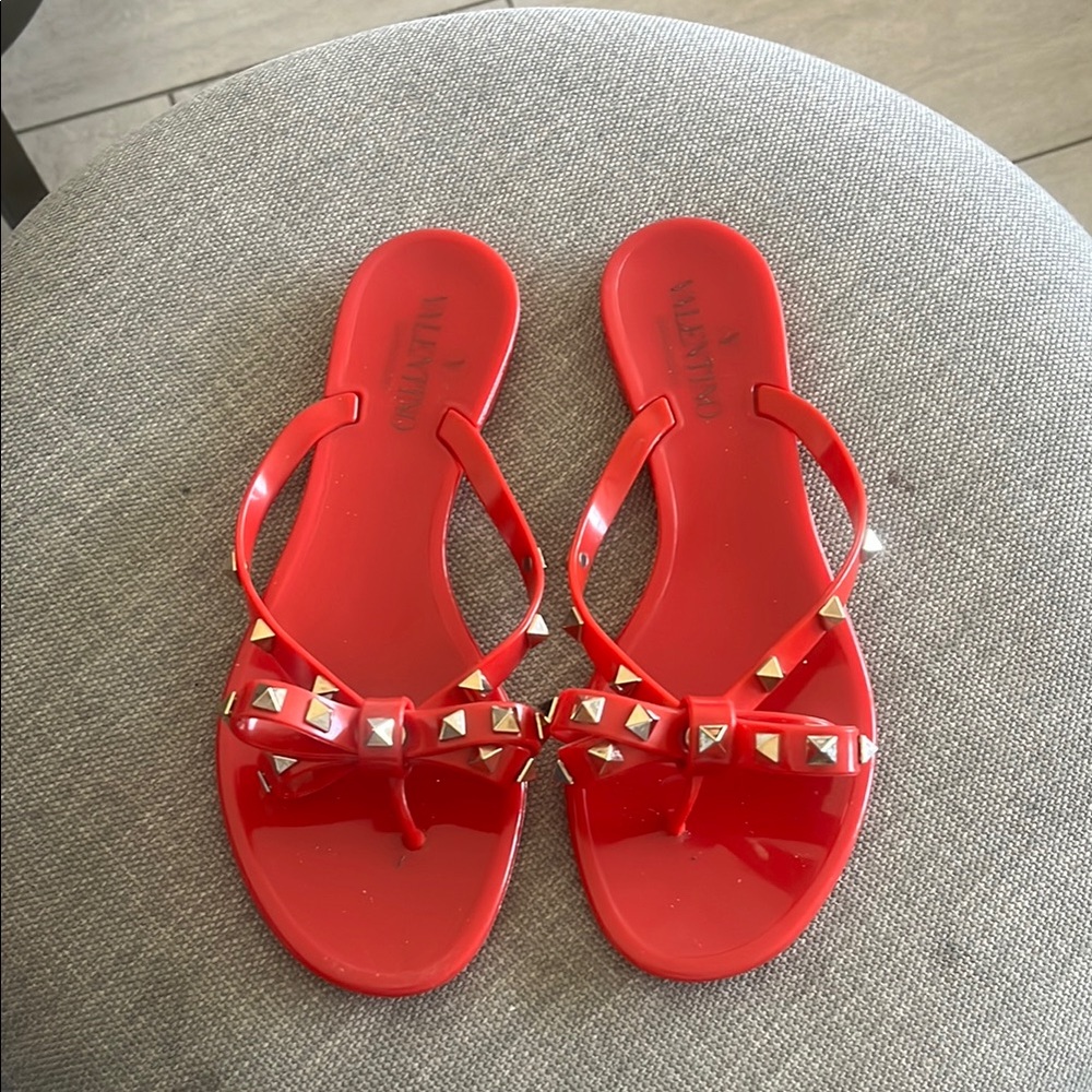 Valentino Red Sandals with Bow Detail AUTHENTIC